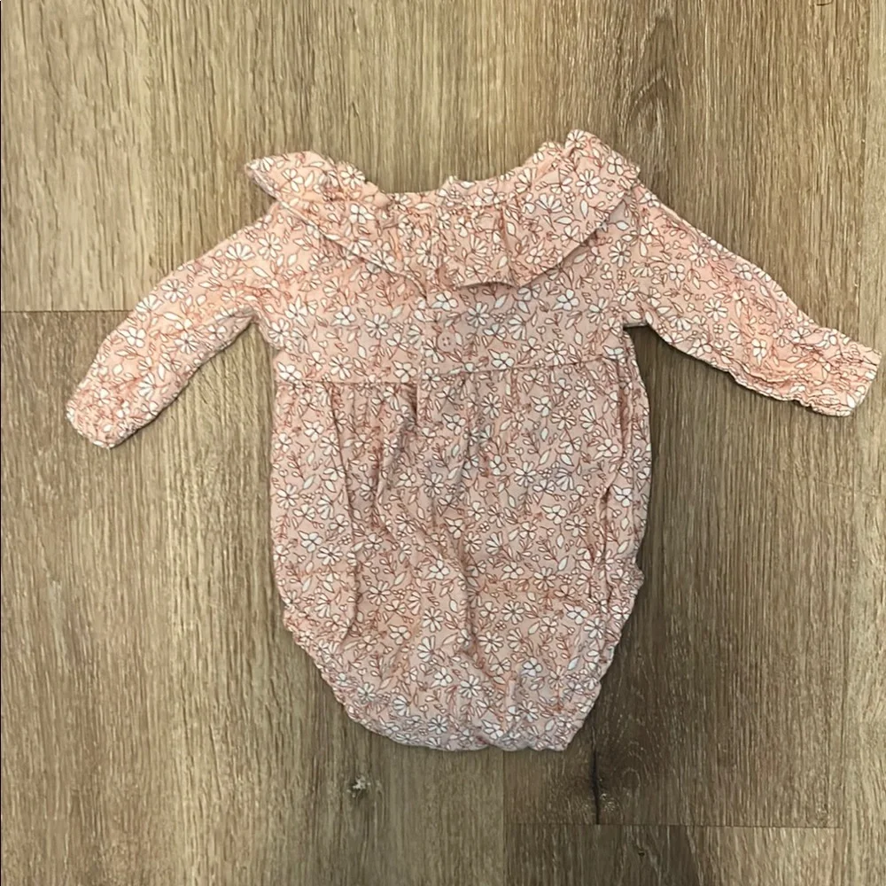 Carter's Pink and White Floral Bodysuit with Ruffled Collar